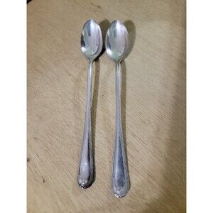 (2) Vintage R.S. Mfg Co  7.25 in" Silverplate Ice Tea Spoons